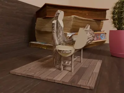 BBQ Stickman with Grill Low-poly 3D model