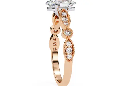 Oval diamond engagement ring for women 3D print model