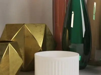 vase654 vases and branches 3D model