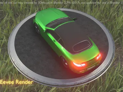 City Car 48 Upper Class Type-A Green Low-poly 3D model