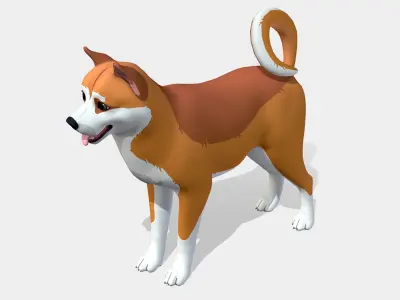 Cartoon Dog - Akita Inu Low-poly 3D model