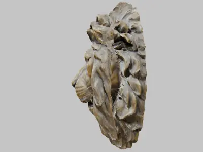 Bronze Lion Head Low-poly 3D model