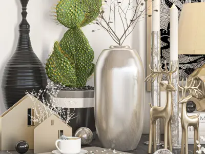 decorative set 64 Low-poly 3D model