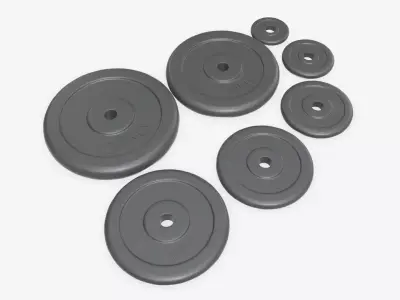 Barbell weight set rubberized 3D model