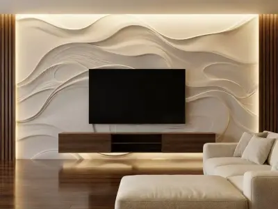 modern panel wall decor set relief stl mural CNC 183 3D model