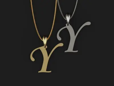 Letter Y NECKLACE pendant 3D print model