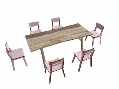Dining Set Low-poly 3D model