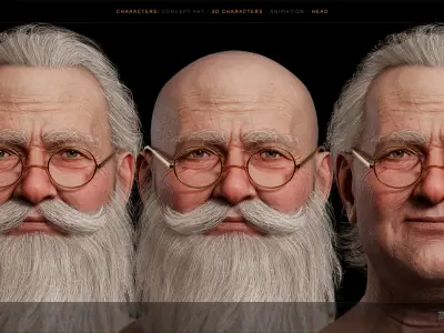 Vintage 3D model of Santa Clause animated for Unreal engine Low-poly 3D model