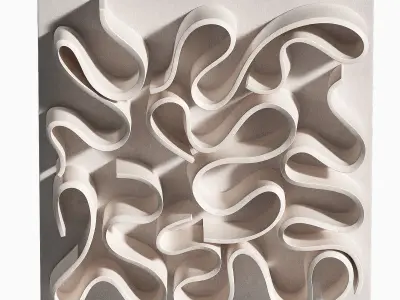 Wall art Abstract folded ceramic relief 3D model