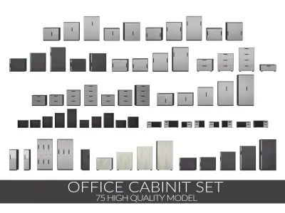 OFFICE CABINET SET Low-poly 3D model