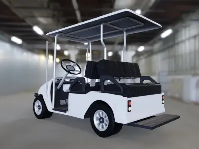 Carro de golf 4 plazas Low-poly 3D model