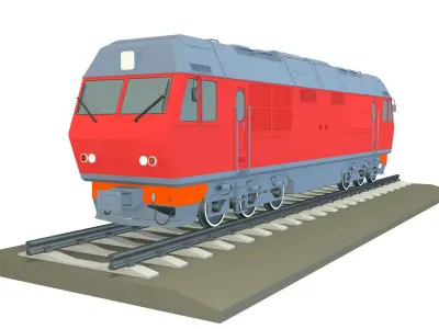 Train with wagons 3D model