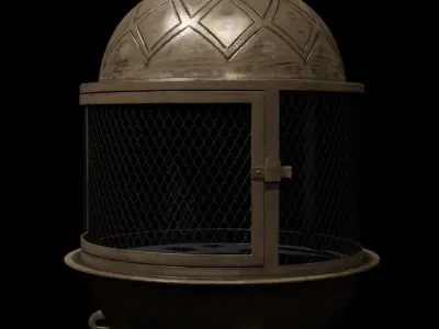Antique Bronze chiminea Low-poly 3D model
