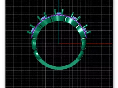 five round halo engagement jewelry ring 3D print model