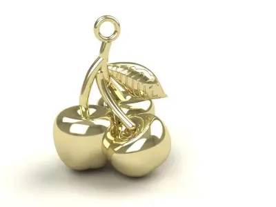 Cherry Pendant Gold Silver Platinum Luxury Jewelry cherries 3D print model