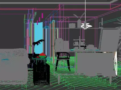 Living room 3D model 50