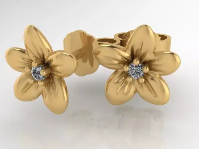 Diamond flower earing 3D print model