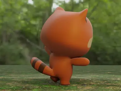 Raccoon rigged 3D model Low-poly 3D model