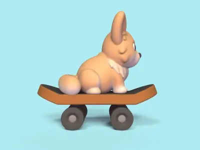 Dog Skateboarding 3D print model