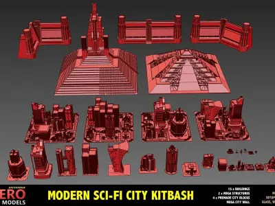 MEGA SCI-FI BUILDINGS KITBASH 3D model
