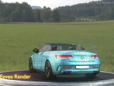 City Car 60 Top-Class Cabrio Open Type-A Blue Low-poly 3D model