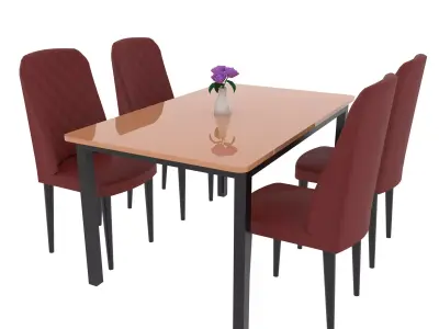 Dining Table with Chair Low-poly 3D model