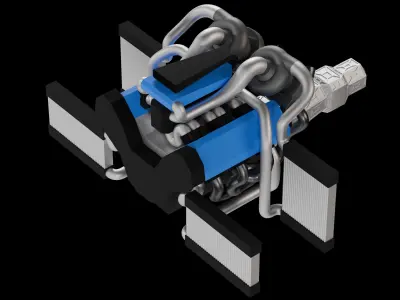 Twin Turbocharged V6 Engine Free 3D model