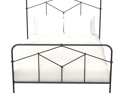 Cora Queen Black Iron Bed 3D model