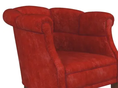 Danish Pair of 1940s Low Lounge Tub Chairs in Red Mohair 3D model