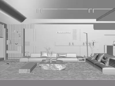 Modern living room 3D model  3D model