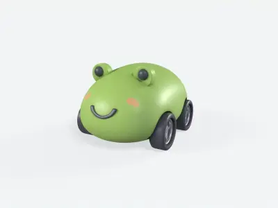 Cartoon Frog Car Cute Low-poly 3D model