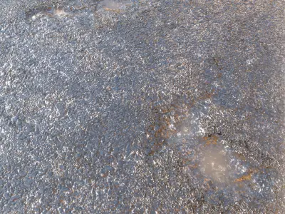 Wet asphalt 55 png pbr seamless 4k 3D model