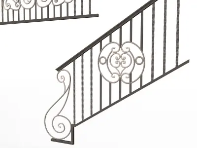 Forging Iron Forged Balcony Railing 07 3D model