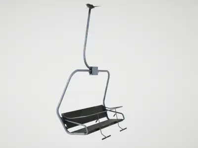 Ski lift chair Low-poly 3D model