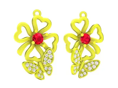 A6788 Luxury Diamond Flower Butterfly Women Pendant 3D print model