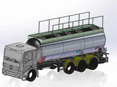 Aluminum Fuel Tanker 28000 Liters MERCEDES 3232 TRUCK MOUNTED 3D model