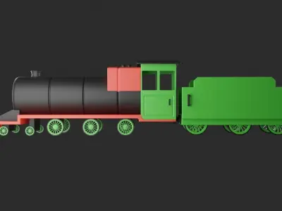 Train with engine 3D print model