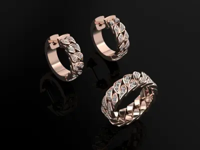 Cuban Ring and Earrings 3D print model