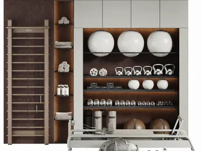 A Rack with gym equipment 01 3D model