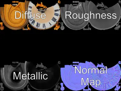 Elegant Gold Pocket Watch D Model Pack Low-poly 3D model