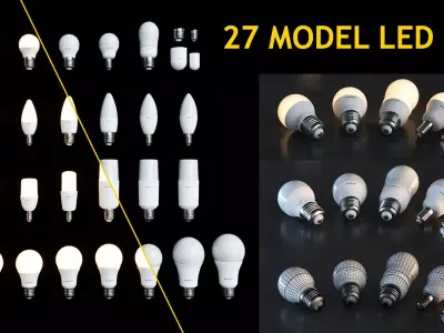 LED Bulb Lamps Set Avid Lighting Free 3D model