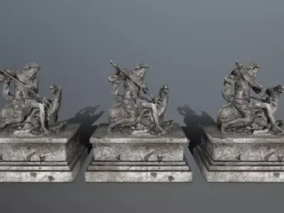 Neptune  Statue Low-poly 3D model