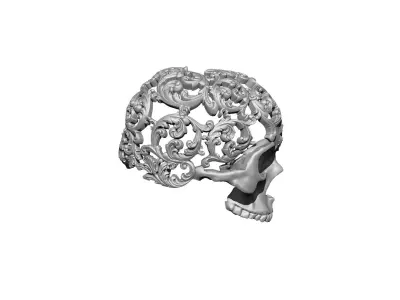 High Detailed Decor Art Floral Carved Pattern Skull  3D print model