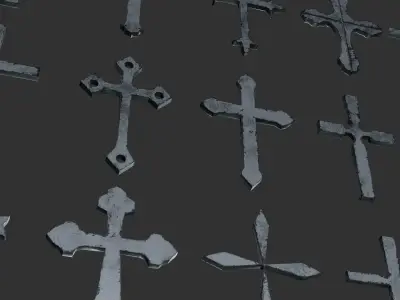Cross Christianity Symbols Old Iron Low-poly 3D model