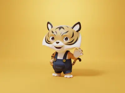 Cartoon Tiger 3d Model Rigged  3D model
