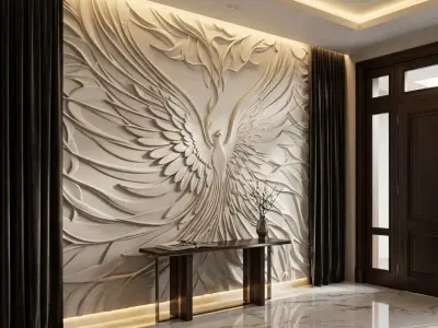 modern panel wall decor set relief stl mural CNC 268  3D model