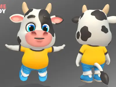 Cow Bull Oxen Animated Rigged Low-poly 3D model