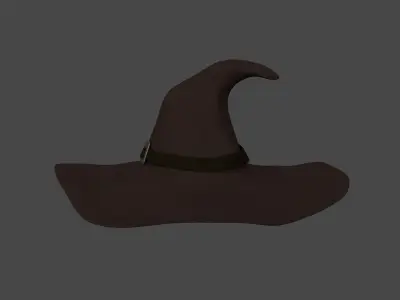 Halloween Witch Hat with Ribbon and Buckle Low-poly 3D model