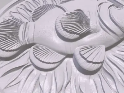 Clown Fish 4 basrelief for 3D printing 3D print model