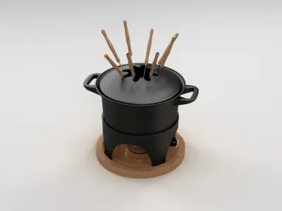 Fondue Set pot 3D model